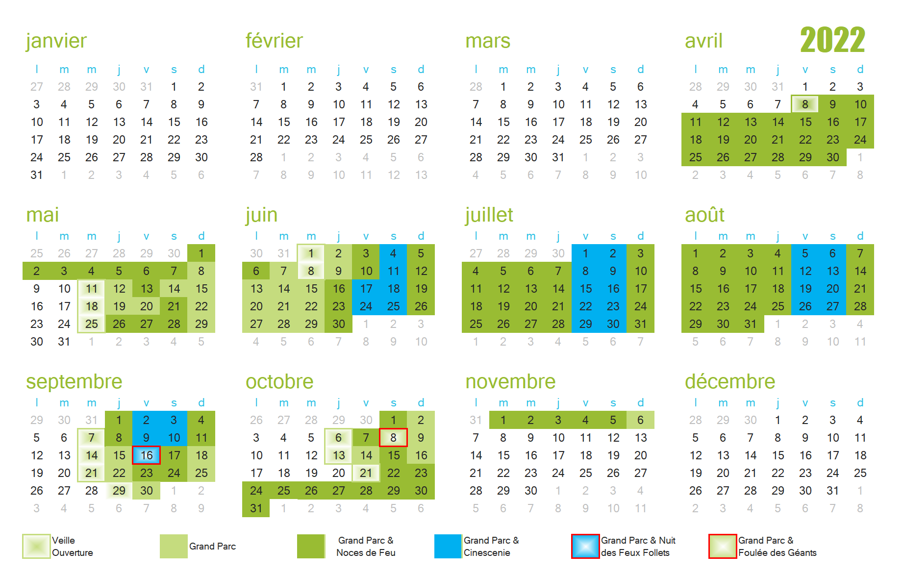 Calendrier 2022
